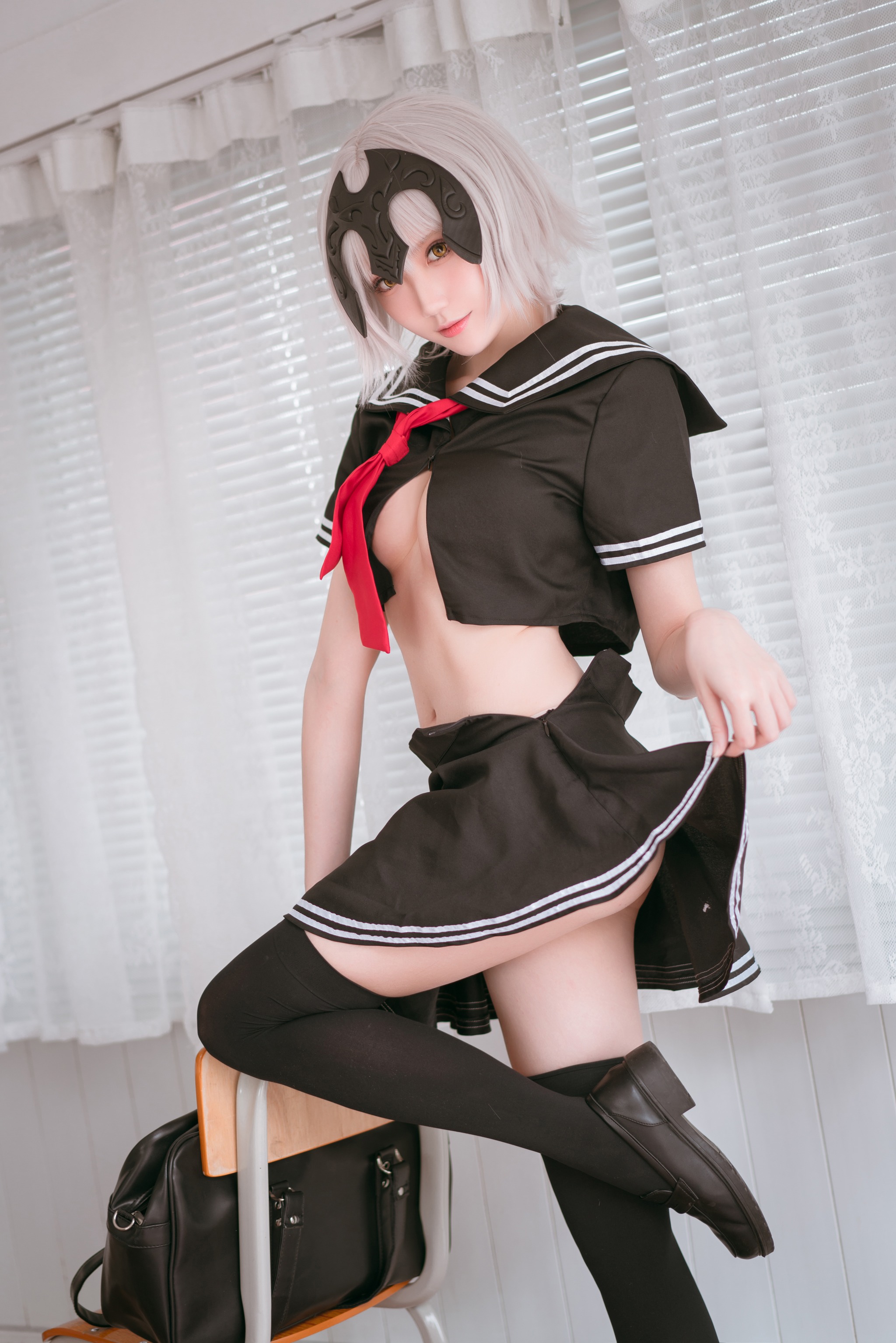 图片[1]-瓜希酱 – NO.009 黑贞德 校服 [13P]-XikXak